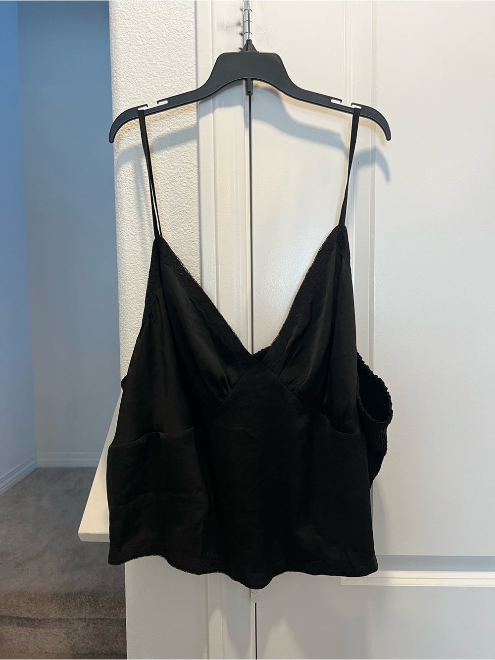 Wild Fable Black Satin Lace-Trim Cami Top